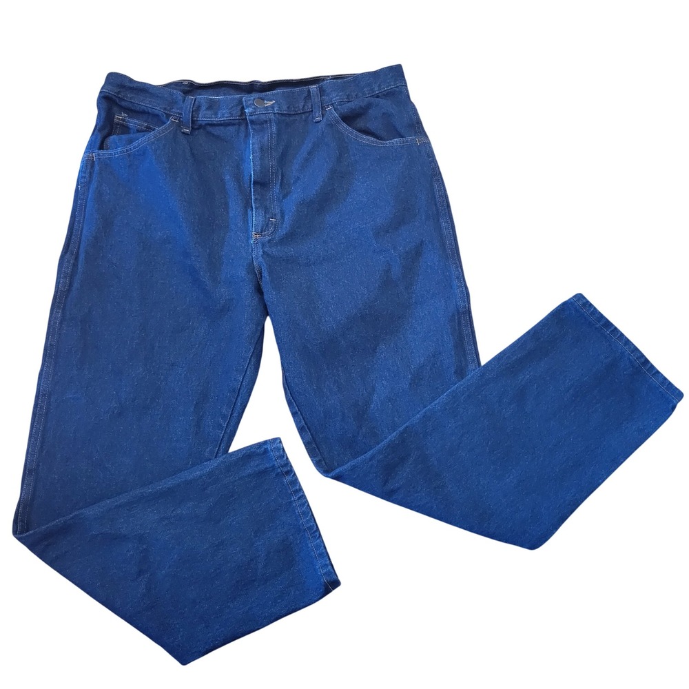 Rustler 40x32 Jeans Dark Blue Regular Fit Straight Leg Denim Work Western